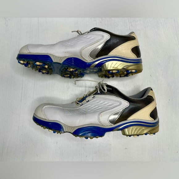 FootJoy Sport Golf Shoes Men’s 9.5M – White/Blue – Spiked Cleats – Read - Picture 3 of 11